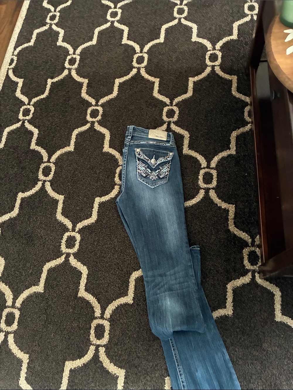 Grace in LA Blue Bootcut Jeans with Embellished Back Pocket